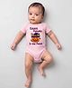 Arvesa Cotton Blend Knit Halloween Theme Half Sleeves Cutest Pumpkin In The Patch Text Printed Onesie - Pink