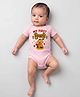 Arvesa Cotton Blend Knit Diwali Theme Half Sleeves My First Diwali Text Printed Onesie - Pink
