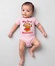 Arvesa Cotton Blend Knit Navratri Theme Half Sleeves My First Navratri Text Printed Onesie - Pink