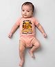 Arvesa Cotton Blend Knit Durga Puja Theme Half Sleeves My First Durga Puja With Mummy & Papa Text Printed Onesie - Peach