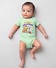 Arvesa Cotton Blend Knit Halloween Theme Half Sleeves My First Halloween Text Printed Onesie - Green
