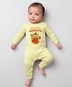 Arvesa Cotton Blend Knit Navratri Theme Full Sleeves My First Navratri Text Printed Romper - Yellow