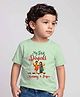 Arvesa Cotton Blend Knit Diwali Theme Half Sleeves My First Diwali Text Printed Tee - Green