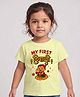 Arvesa Cotton Blend Knit Diwali Theme Half Sleeves My First Diwali Text Printed Tee - Yellow