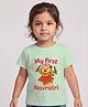 Arvesa Cotton Blend Knit Navratri Theme Half Sleeves My First Navratri Text Printed Tee - Green