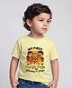 Arvesa Cotton Blend Knit Durga Puja Theme Half Sleeves My First Durga Puja With Mummy & Papa Text Printed Tee - Yellow