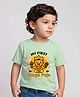Arvesa Cotton Blend Knit Durga Puja Theme Half Sleeves My First Durga Puja Text Printed Tee - Green