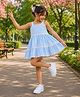 The Magic Wand Cotton Woven Sleeveless Lace Embellished Dress - Blue