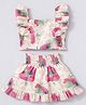The Magic Wand Cotton Woven Sleeveless Floral Printed Coordinating Top & Skirts Set - Pink & White