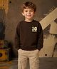NUSYL Fleece Knit Oversized Full Sleeves Back off Text Printed Sweatshirt - Brown