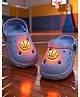 Yellow Bee Basketball LED Applique Detailed Perforated Slingback Clogs - Blue