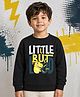 NUSYL Fleece Knit Oversized Full Sleeves Little But Loud Text Printed Sweatshirt - Black