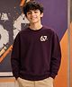 NUSYL Fleece Knit Oversized Full Sleeves 67 Text Printed Sweatshirt - Burgandy