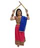 BookMyCostume Navratri Theme Garba Fancy Dress Costume Set With Dandiya Sticks & Dupatta - PInk & Blue