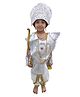 BookMyCostume Arjun Mahabharat Warrior Fancy Dress Costume Set With Necklace Earrings & Bow - Silver & White