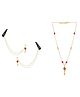 Ribbon candy Pearl Detailed & Kundan Embellished Jewellery Set - Red