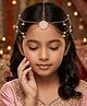 Ribbon candy Pearl Detailed & Kundan Embellished Maang Teeka - Light Pink