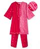 EARTHY TOUCH Woven Three-Fourth Sleeves Kurta & Pant Set With Floral Embroidery & Dupatta - Pink