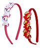 Tia Hair Accessories Set of 2 Unicorn Applique Detailed Hair Band - Red & White