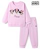 Babyoye Disney 100% Cotton Terry Full Sleeves Sweatshirt and Pant with Minnie Mouse Print - Pink