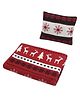 Wobbly Walk Cotton Reversible Blanket With Pillow Floral & Animal Print - Red