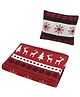 Wobbly Walk Cotton Reversible Blanket With Pillow Floral & Animal Print - Red White