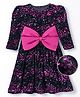 Hola Bonita Knit Party Wear Velvet Sequin Pattern with Big Bow Three Fourth Sleeves Dress - Black