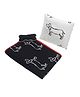 Wobbly Walk Cotton Reversible Blanket With Pillow & Toy - Black & White