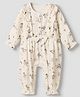 Babyhug Premium 100% Cotton Gauze Woven Full Length Romper with Full Sleeves and Botanical Print in Cream