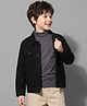 Arias 100% Cotton Denim Woven Full Sleeve Jacket With Placement Printed Inner T-Shirt - Black