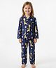 House of Raavi Cotton Woven Full Sleeves Giraffe & Space Theme Printed Coordinating Shirt & Pajama Night Suit - Blue