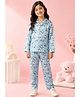 House of Raavi Satin Woven Full Sleeves Panda Printed Coordinating Shirt & Pajama Night Suit - Blue