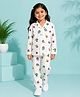 House of Raavi Satin Woven Full Sleeves Lollipop Printed Coordinating Shirt & Pajama Night Suit - White