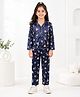 House of Raavi Satin Woven Full Sleeves Space Theme Printed Coordinating Shirt & Pajama Night Suit - Navy Blue