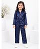 House of Raavi Satin Woven Full Sleeves Solid Shirt & Pajama Night Suit - Navy Blue