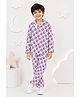 House of Raavi Cotton Woven Full Sleeves Animal Printed Coordinating Shirt & Pajama Night Suit - Purple