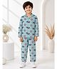 House of Raavi Cotton Woven Full Sleeves Elephant Motif Printed Coordinating Shirt & Pajama Night Suit - Sea Green