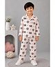 House of Raavi Cotton Woven Full Sleeves Elephant Motif Printed Coordinating Shirt & Pajama Night Suit - Light Pink