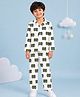 House of Raavi Cotton Woven Full Sleeves Elephant Motif Printed Coordinating Shirt & Pajama Night Suit - White