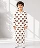 House of Raavi Cotton Woven Full Sleeves Elephant Motif Printed Coordinating Shirt & Pajama Night Suit - Off White
