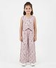 House of Raavi Cotton Woven Sleeveless Floral Printed Coordinating Top & Pants Set - Mauve