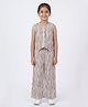 House of Raavi Cotton Woven Sleeveless Striped Coordinating Top & Pants Set - Brown
