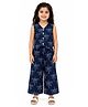 House of Raavi Cotton Woven Sleevless Dragonfly Printed Coordinating Top & Pants Set - Blue