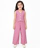 House of Raavi Cotton Woven Sleeveless Floral Printed Coordinating Waistcoat Style Top & Pants Set - Pink