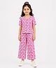 House of Raavi Cotton Woven Half Sleeves Geometric Printed Coordinating Top & Pants Set - Pink