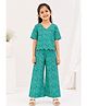 House of Raavi Cotton Woven Half Sleeves Floral Printed Coordinating Top & Pants Set - Green