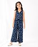 House of Raavi Cotton Woven Sleeveless Fish Printed Coordinating Waistcoat Style Top & Pants Set - Blue