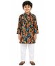 House of Raavi Cotton Woven Full Sleeves Geometric Printed Kurta Pyjama Set - Multi Colour