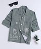 Fourfolds Cotton Blend Woven Full Sleeves Palm Trees & Flamingo Embroidered Shirt - Green