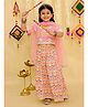Junitos Cotton Woven Three Fourth Sleeves Floral Printed Lehenga Choli With Dupatta - Pink